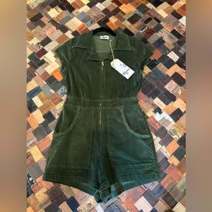 Show Me Your MuMu green corduroy short jumpsuit
